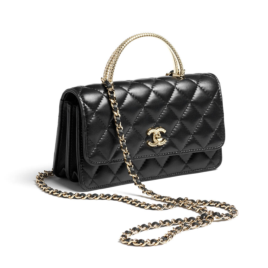 CHANEL MASTER CLUTCH WITH CHAIN LAMBSKIN, STRASS & GOLD-TONE METAL BLACK AP4831 (18.5*11*6cm)